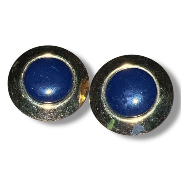 Bundle Sale 3 for $15 | Gold Tone Metal Stud Earrings with Blue Center - Picture 4 of 9